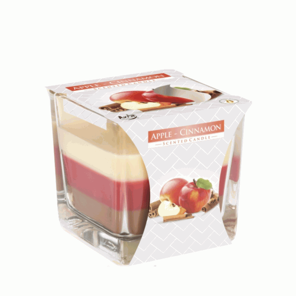 Tricolor Jabolka & cimet - dekorativna sveča v kozarcu